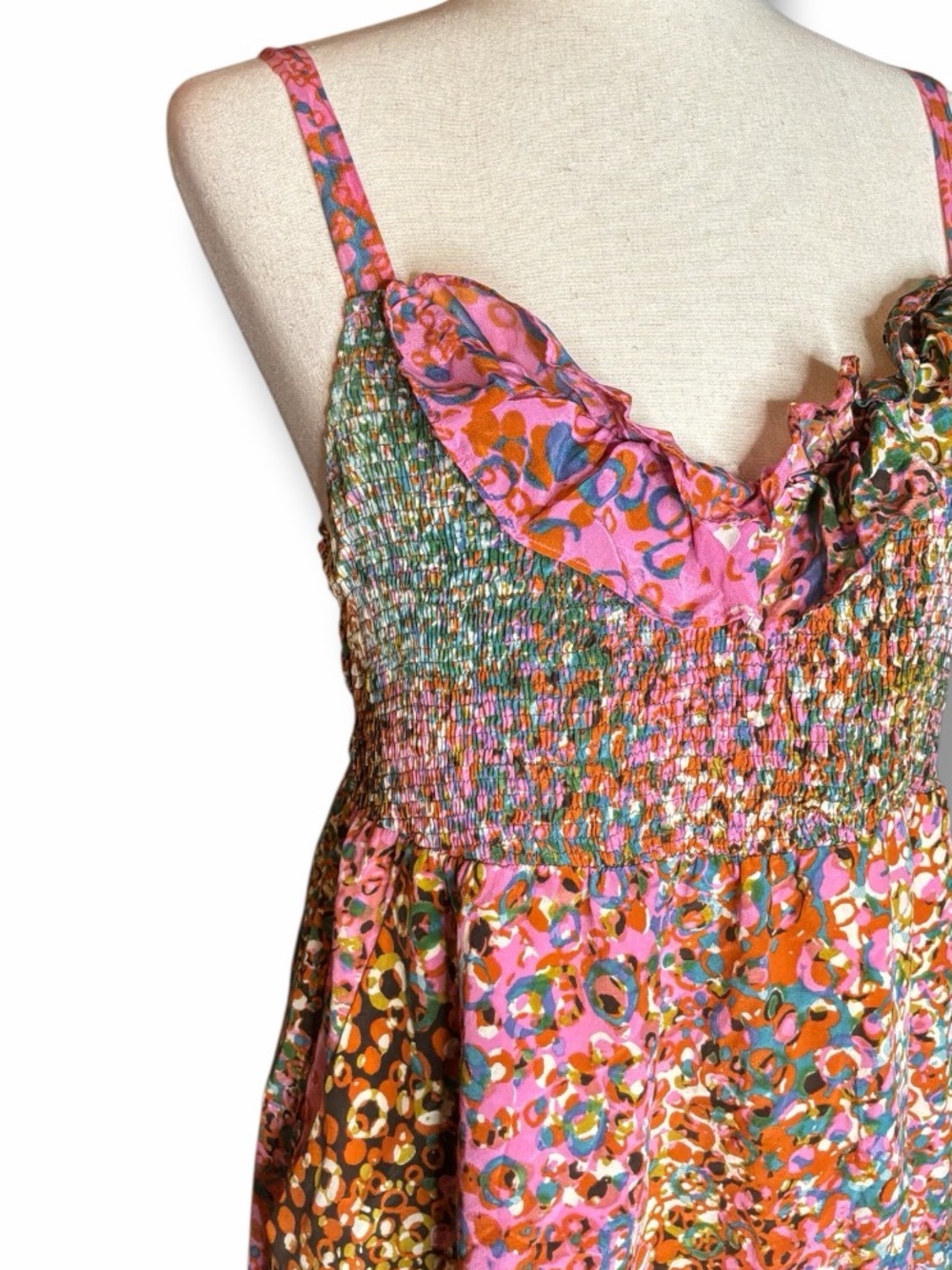 Maeve Pink Multi Silk Confetti Fit & Flare Mini Sundress Size Large - Picture 4 of 7